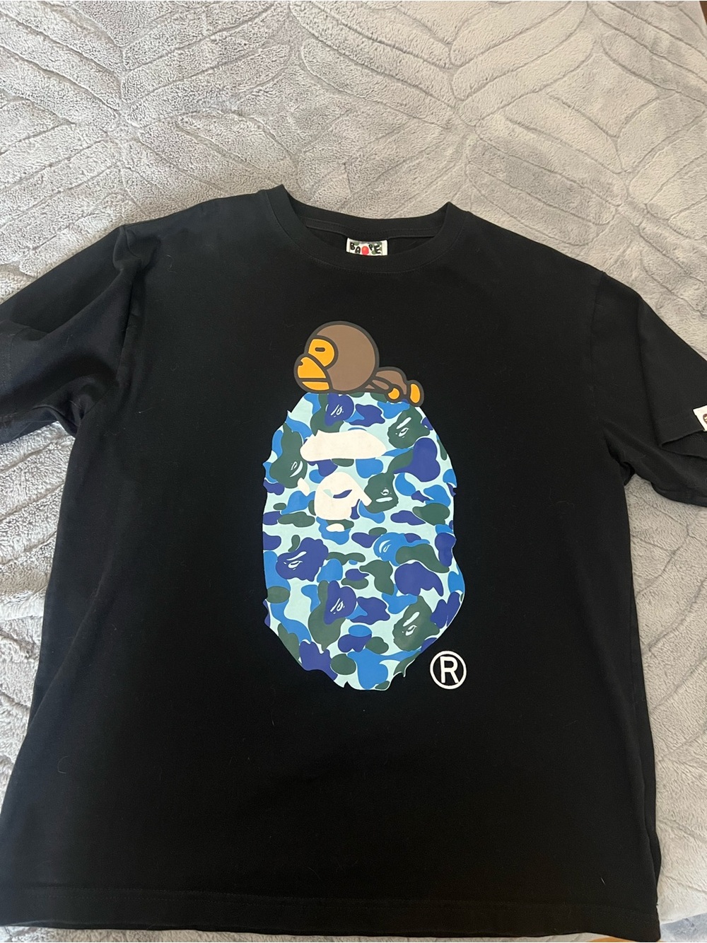 Bape Black Tee with Blue Camo